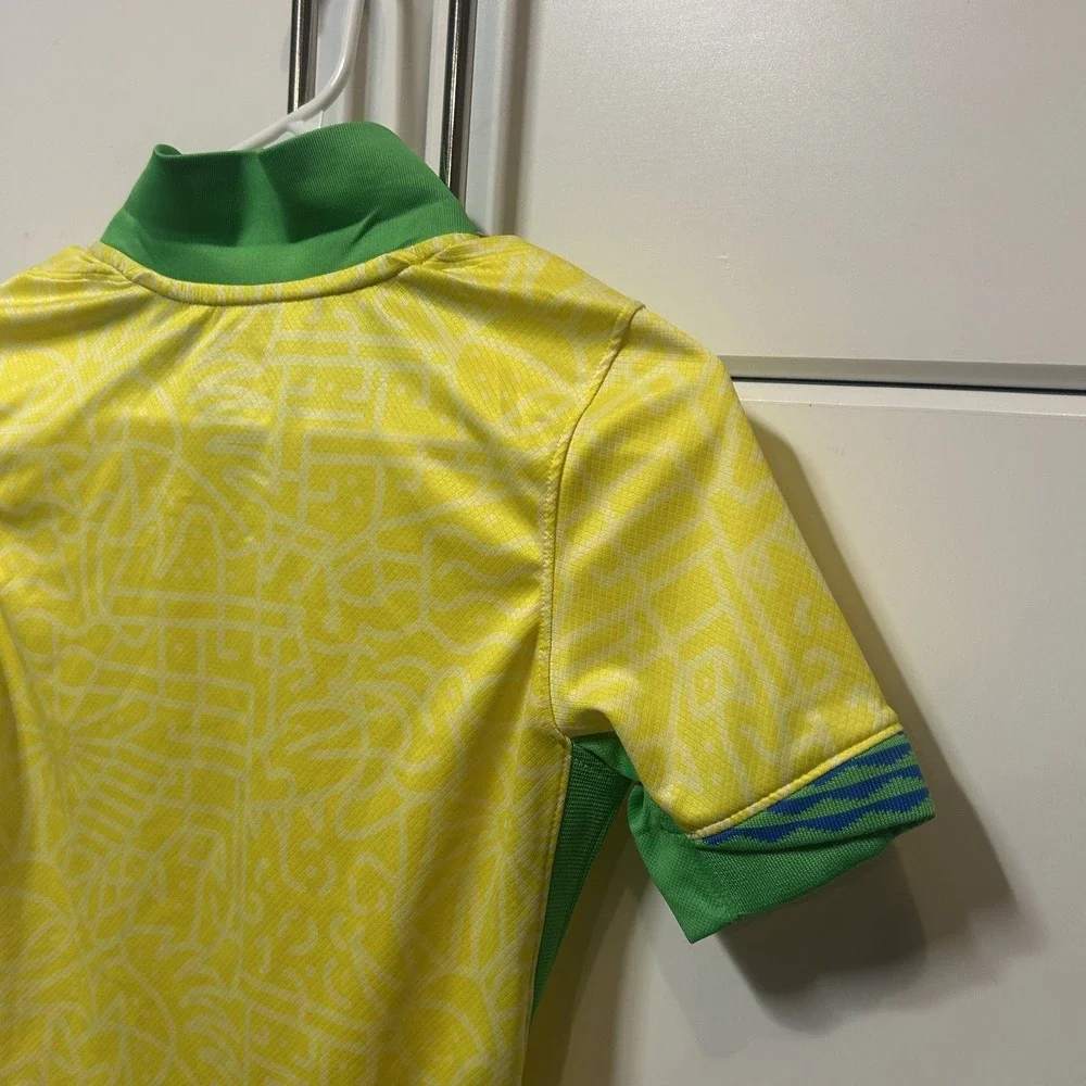 Nike Brasil Soccer Jersey Kids Youth Medium Yellow Green FJ4409-706 CBF Brazil